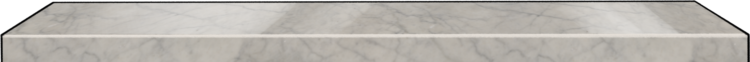 A table made out of white marbled stone.